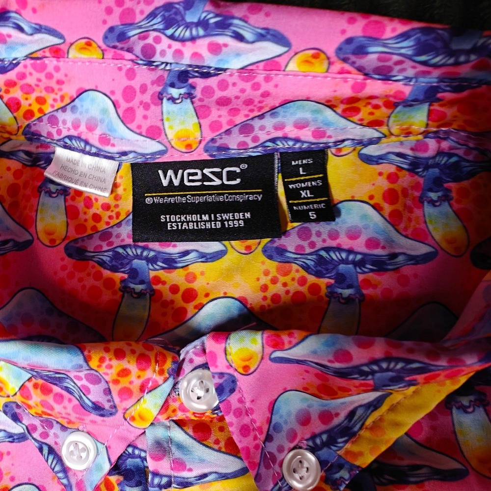 WeSC Unisex Odens Shrooms Trip Sm & LG Couple AOP Print Shirt Psychedelic Lot - Picture 4 of 13